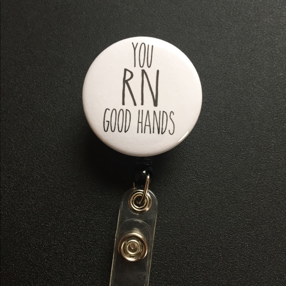 You RN Good Hands Nurse Retractable Badge Reel